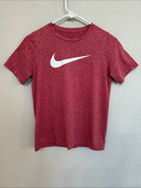 Nike Red Heather Tee with White Swoosh, Dry Fit